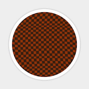 Brown and Orange Distorted Warped Checkerboard Pattern III Magnet